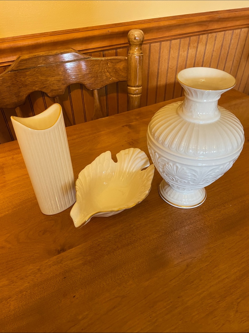 3 piece Lenox dove and 2 vases